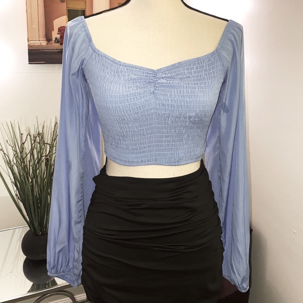 Periwinkle Blue Cropped Blouse